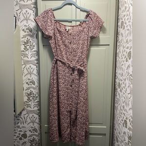 Monetau midi red /rust floral dress. Size XL but fits like M/L.